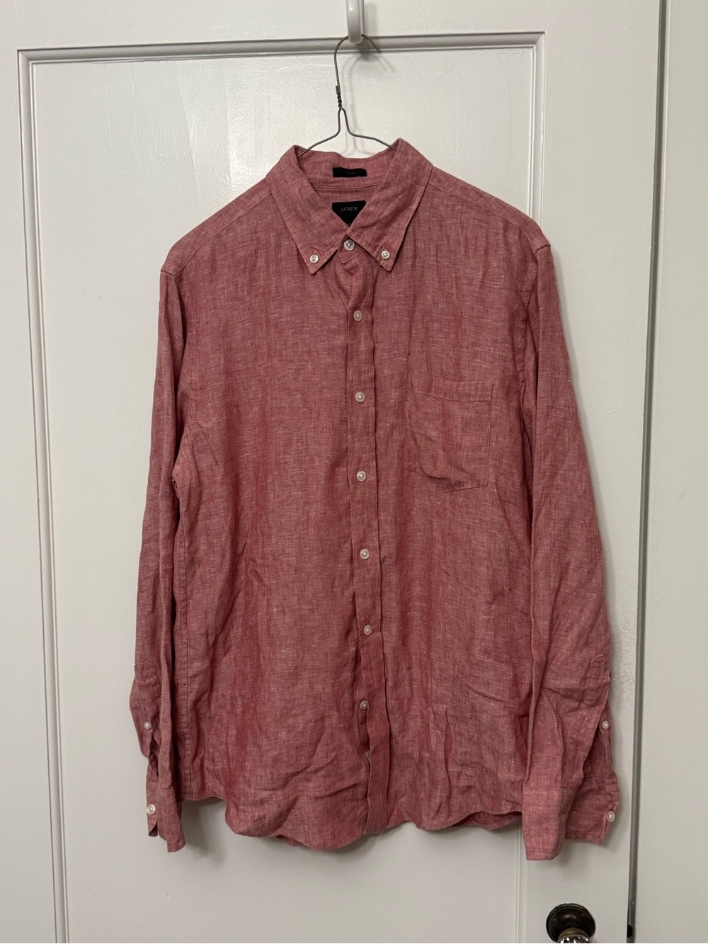 J. Crew Men's Linen Button-Down Shirt in Dusty Rose
